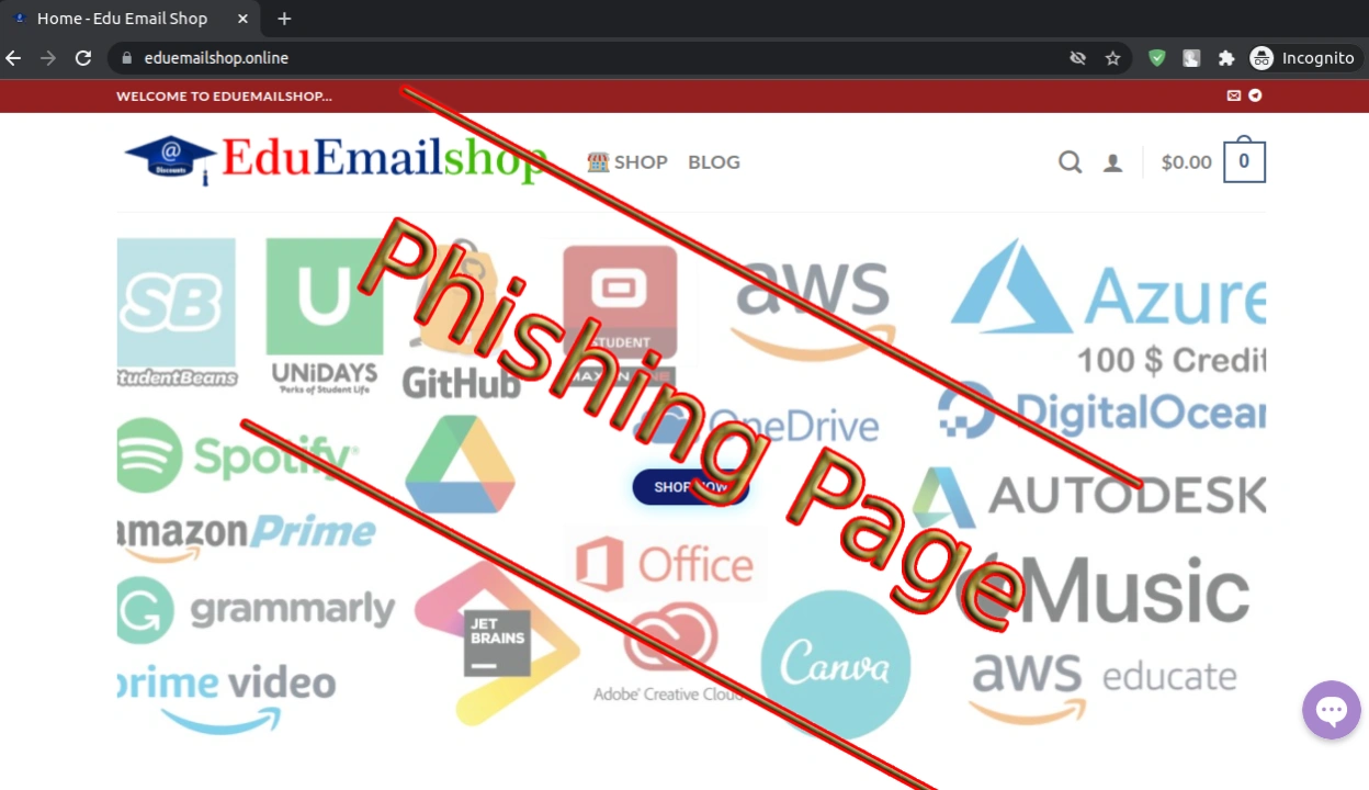 Alert about Phishing pages Of EduEmailShop